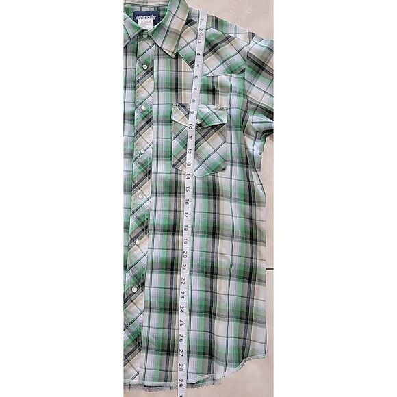 Wrangler Western Shirt mens long sleeve size‎ Medium green plaid pearl snap - Picture 4 of 9